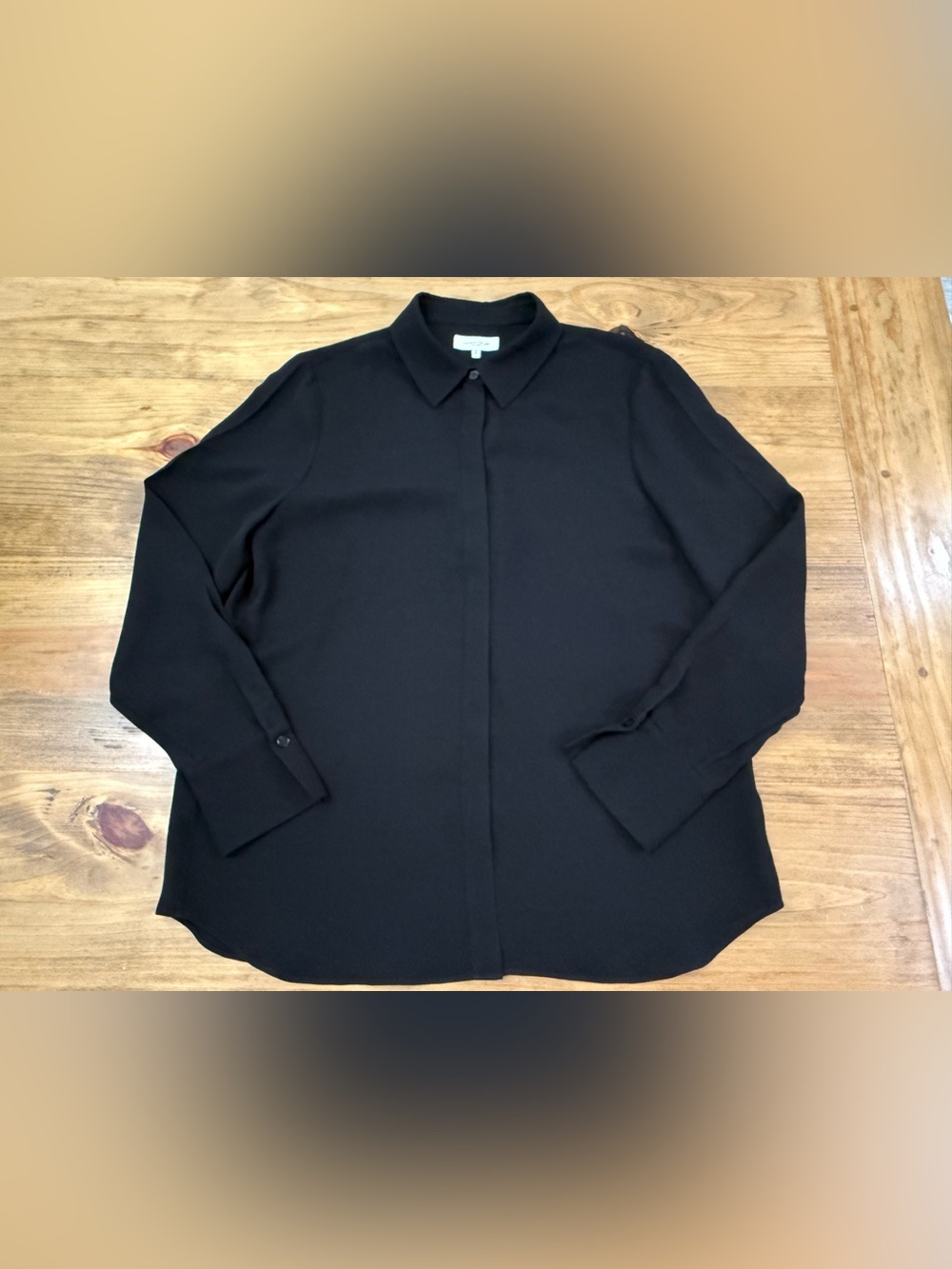 Lafayette 148 Women’s Black Silk Scottie Georgette Blouse